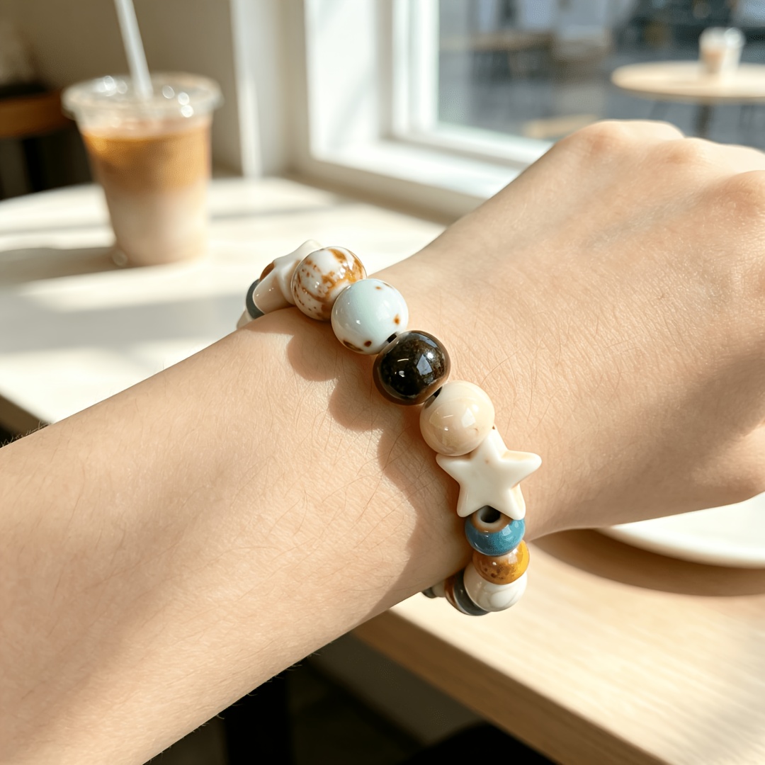 Handmade Glazed Ceramic Men's Multi-Faux Bracelet